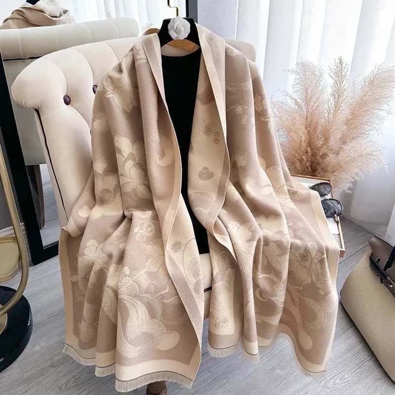 💖100% Pure Cashmere Double-Sided Floral Shawl