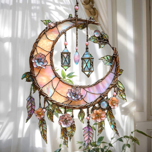 🔥2026 New Release 49% OFF -🌙Hand-Painted Moon and Floral Window Decor💖