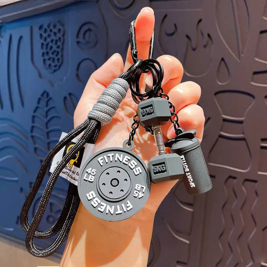 🏋️‍♀️✨ Fitness Keychain Set 🔑💪 Silicone Dumbbell, Kettlebell & Weight Plate Charms