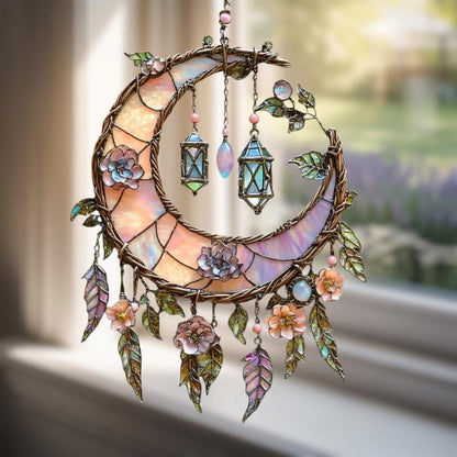 🔥2026 New Release 49% OFF -🌙Hand-Painted Moon and Floral Window Decor💖