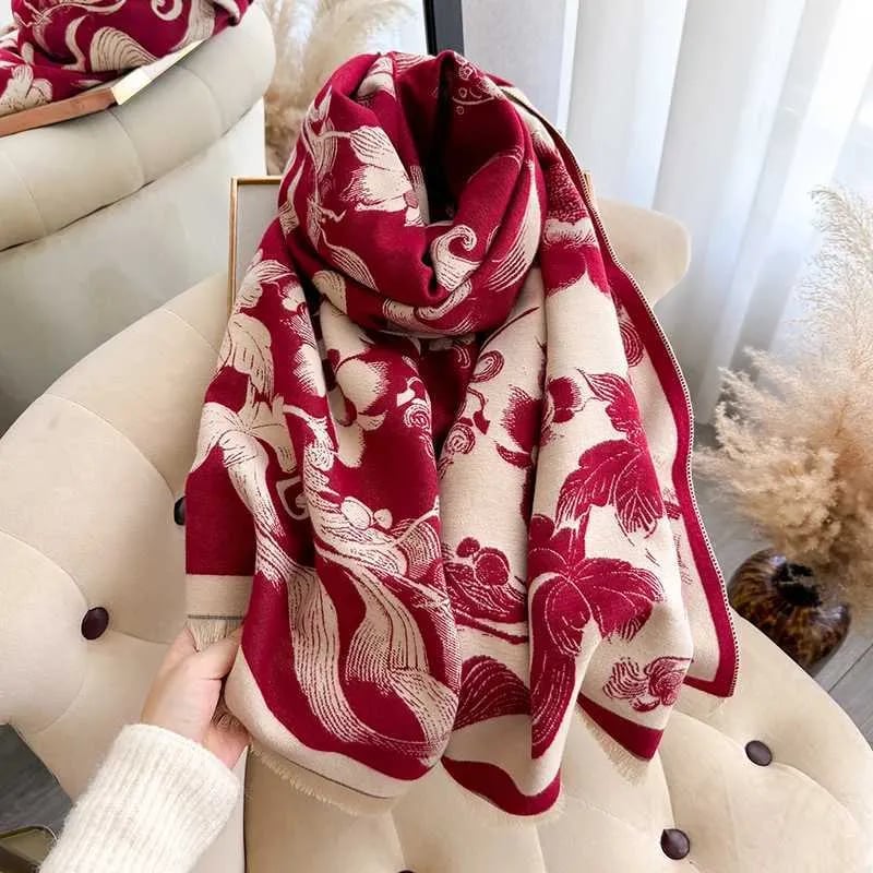 💖100% Pure Cashmere Double-Sided Floral Shawl