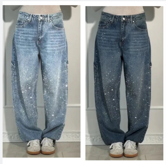 🌸Limited-time offer💐 Women's Straight Jeans with Rhinestones✨