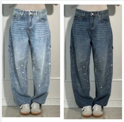 🌸Limited-time offer💐 Women's Straight Jeans with Rhinestones✨