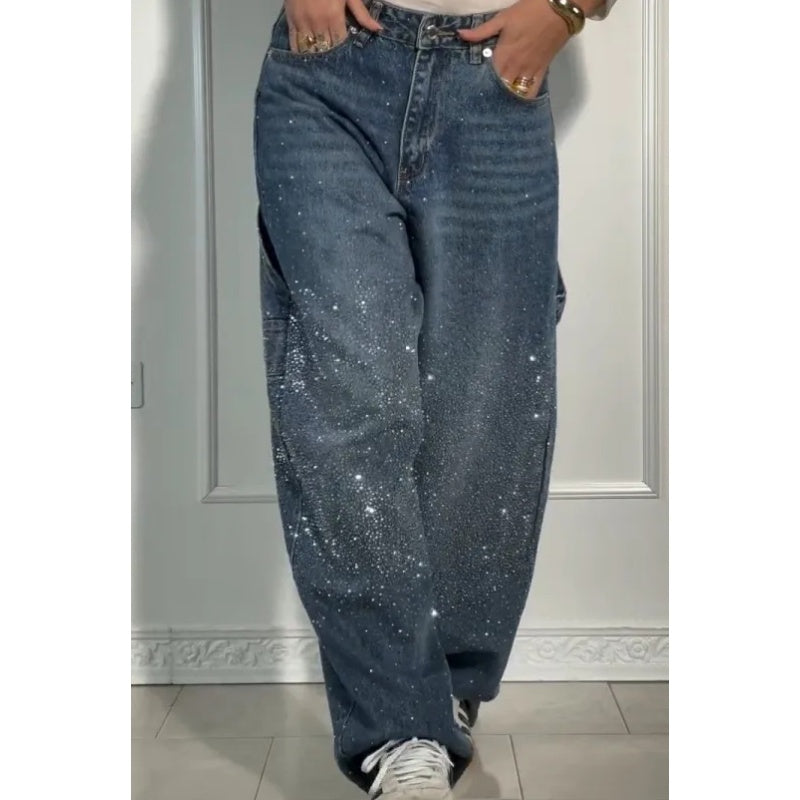 🌸Limited-time offer💐 Women's Straight Jeans with Rhinestones✨