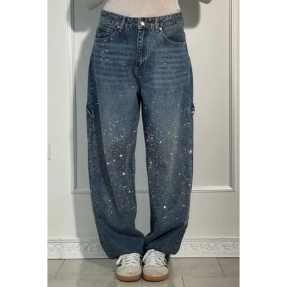 🌸Limited-time offer💐 Women's Straight Jeans with Rhinestones✨