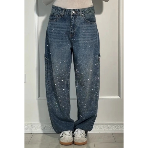 🌸Limited-time offer💐 Women's Straight Jeans with Rhinestones✨
