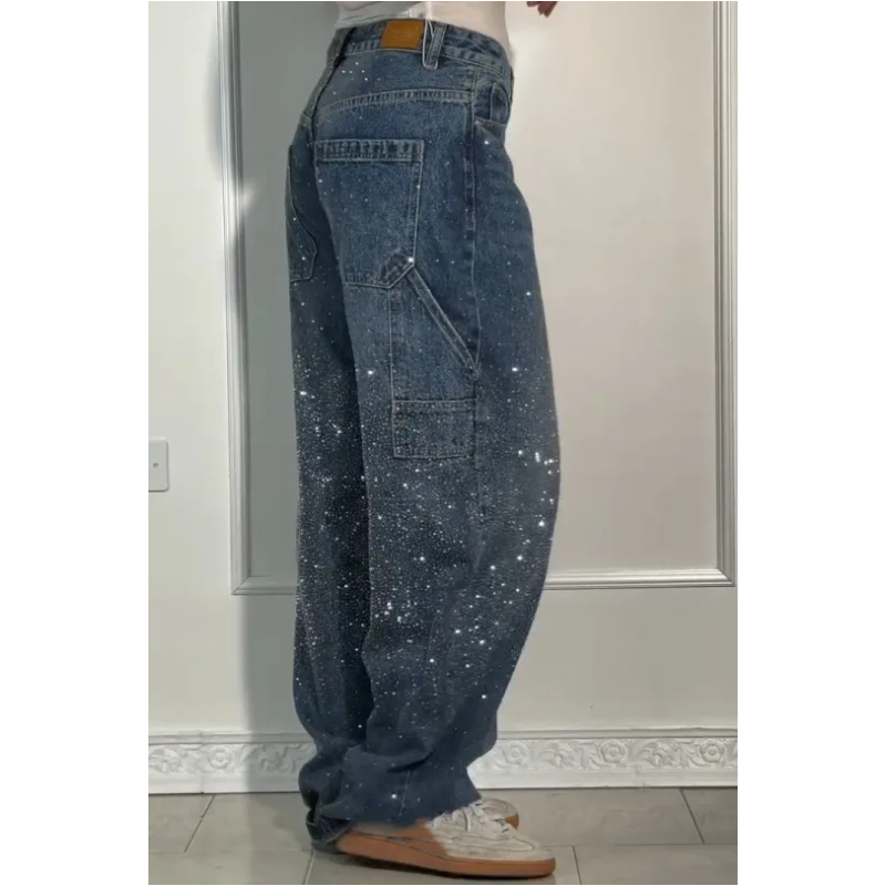 🌸Limited-time offer💐 Women's Straight Jeans with Rhinestones✨