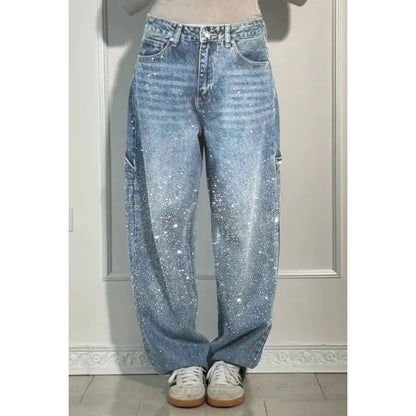 🌸Limited-time offer💐 Women's Straight Jeans with Rhinestones✨
