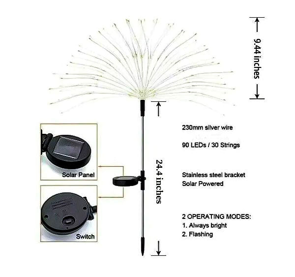 Waterproof Solar Garden Fireworks Lamp